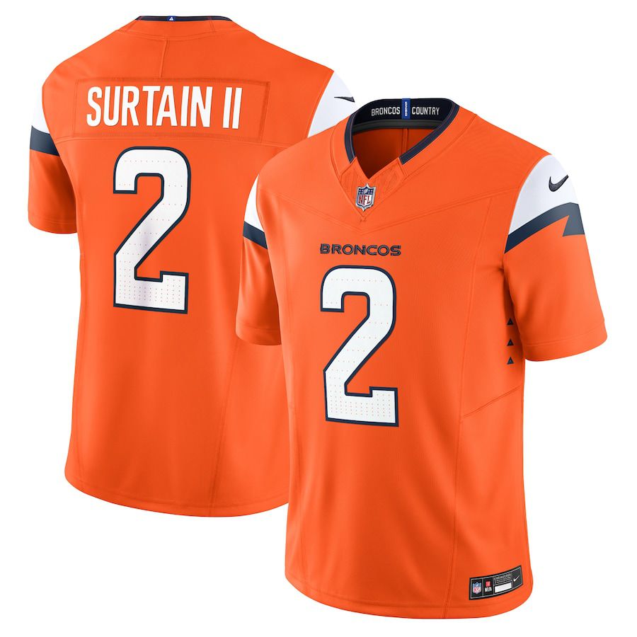 Men Denver Broncos #2 Patrick Surtain II Nike Orange Vapor F.U.S.E. Limited NFL Jersey